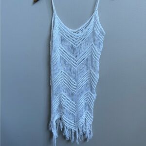 White Crochet Fringe Dress